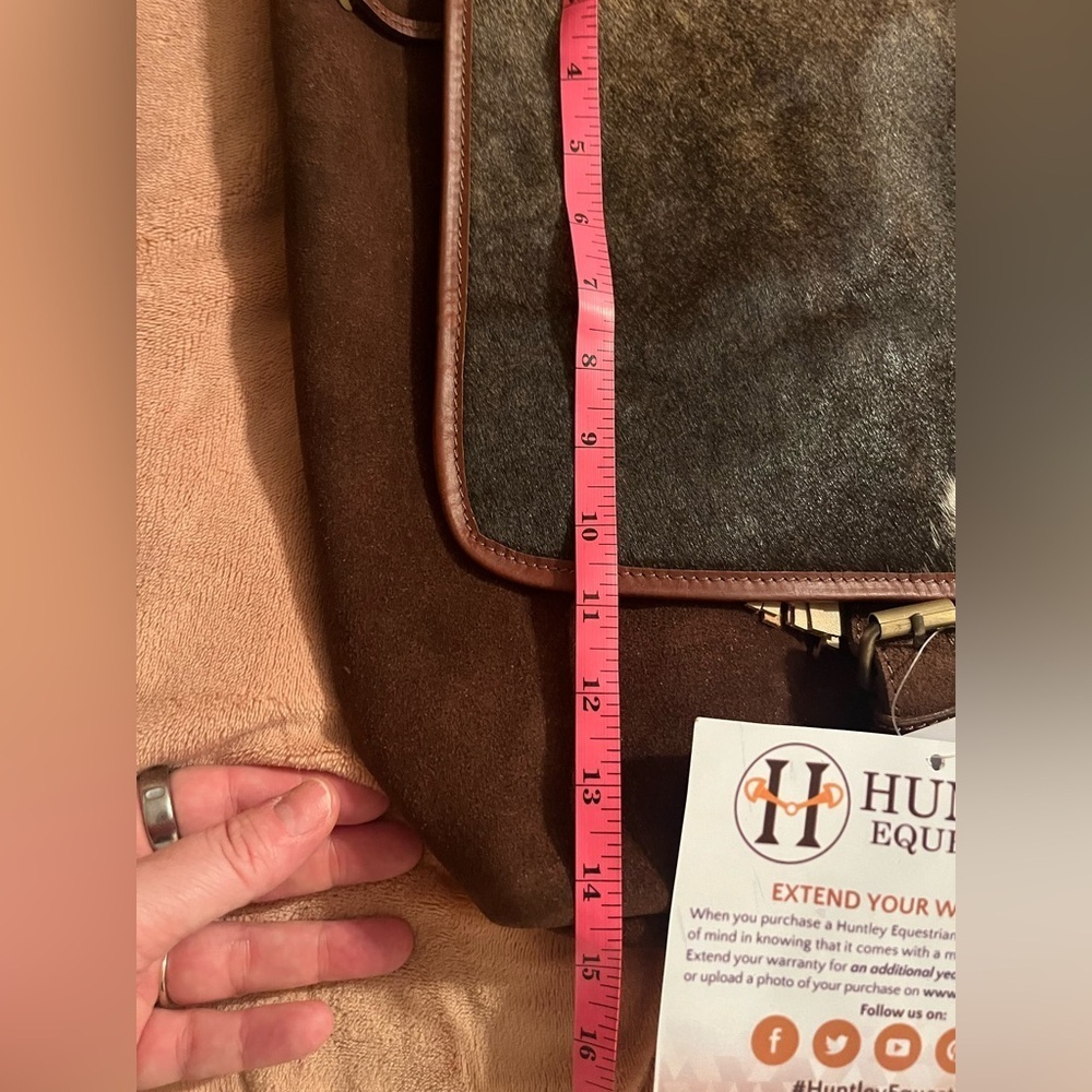 New Huntley Equestrian Suede Leather Cowhide Designer Shoulder Backpack - Picture 7 of 10